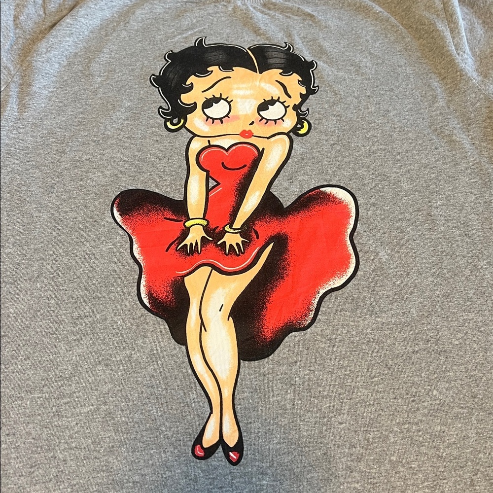 Betty Boop Graphic TShirt Gray Size Large